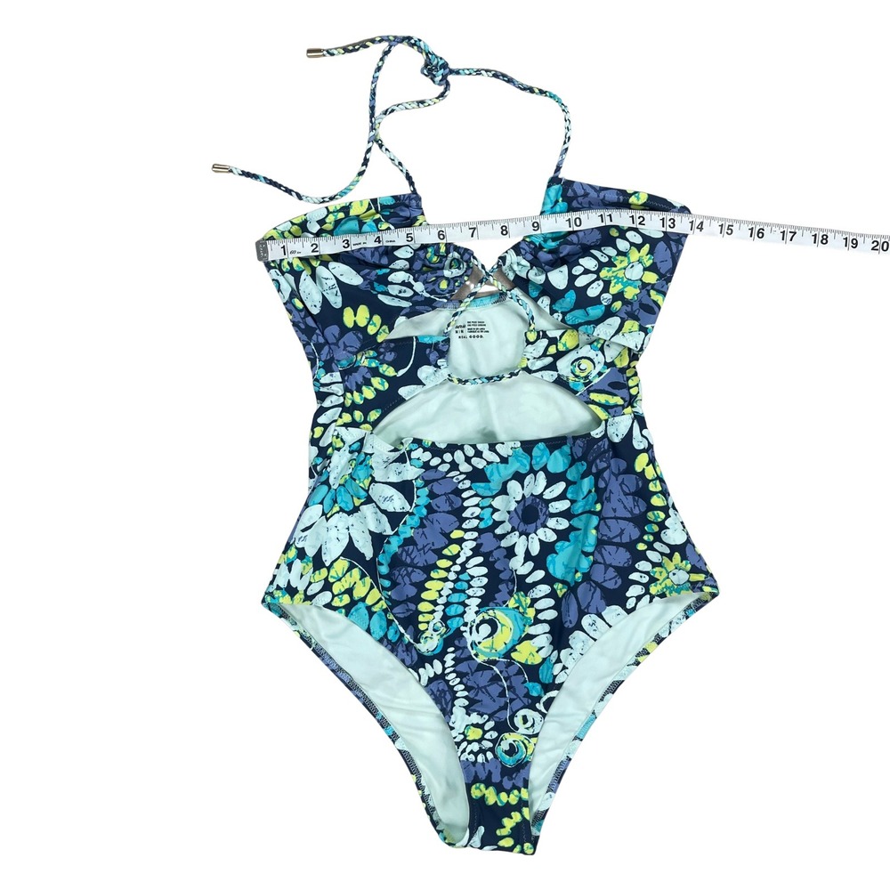 Aerie Floral Cut Out One Piece Swim Sz Medium Cheeky Boho Hippie Festival - Picture 13 of 16